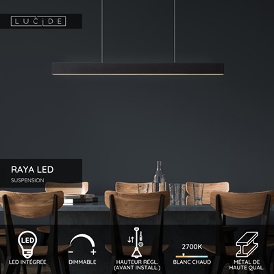Lucide RAYA LED - Suspension - LED Dim. - 1x36W 2700K - Noir